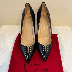 NEW CHRISTIAN LOUBOUTIN Predupump Black Nappa/PVC Pump Heels; Size 39 (US 9)